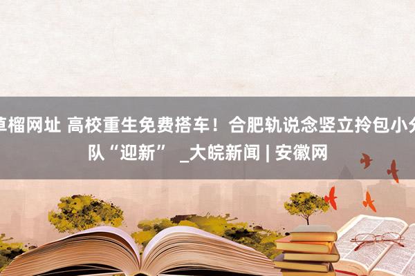 草榴网址 高校重生免费搭车！合肥轨说念竖立拎包小分队“迎新”  _大皖新闻 | 安徽网