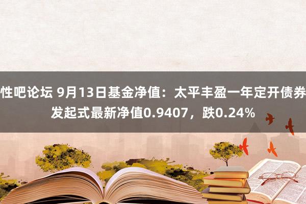 性吧论坛 9月13日基金净值：太平丰盈一年定开债券发起式最新净值0.9407，跌0.24%