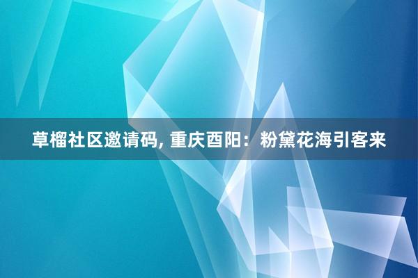 草榴社区邀请码， 重庆酉阳：粉黛花海引客来