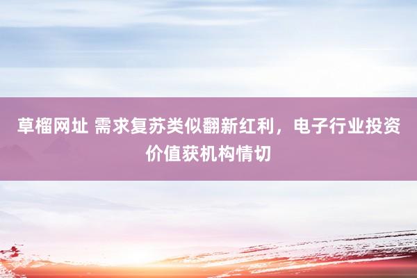 草榴网址 需求复苏类似翻新红利，电子行业投资价值获机构情切