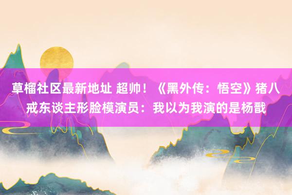 草榴社区最新地址 超帅！《黑外传：悟空》猪八戒东谈主形脸模演员：我以为我演的是杨戬