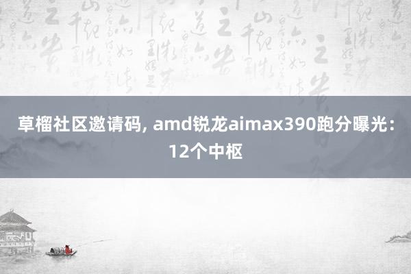 草榴社区邀请码， amd锐龙aimax390跑分曝光：12个中枢