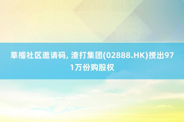 草榴社区邀请码， 渣打集团(02888.HK)授出971万份购股权