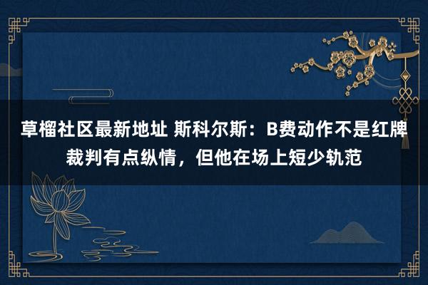 草榴社区最新地址 斯科尔斯：B费动作不是红牌裁判有点纵情，但他在场上短少轨范