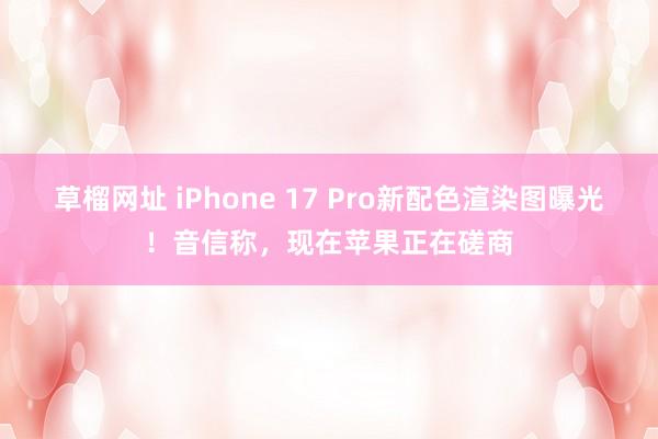 草榴网址 iPhone 17 Pro新配色渲染图曝光！音信称，现在苹果正在磋商