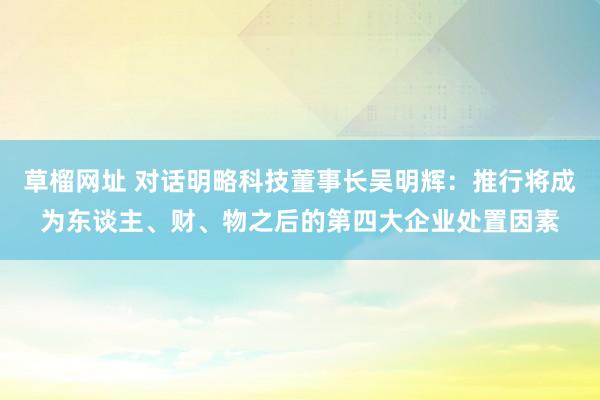 草榴网址 对话明略科技董事长吴明辉：推行将成为东谈主、财、物之后的第四大企业处置因素