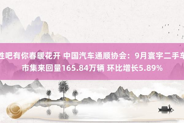 性吧有你春暖花开 中国汽车通顺协会：9月寰宇二手车市集来回量165.84万辆 环比增长5.89%