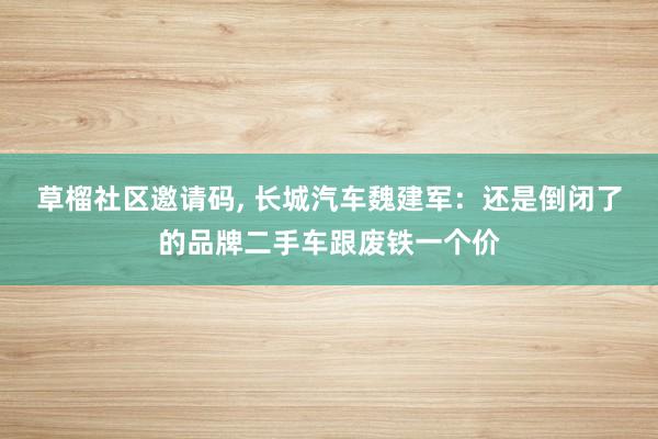 草榴社区邀请码， 长城汽车魏建军：还是倒闭了的品牌二手车跟废铁一个价