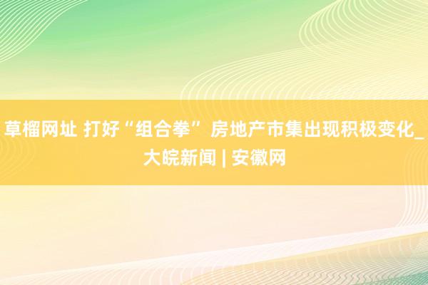 草榴网址 打好“组合拳” 房地产市集出现积极变化_大皖新闻 | 安徽网