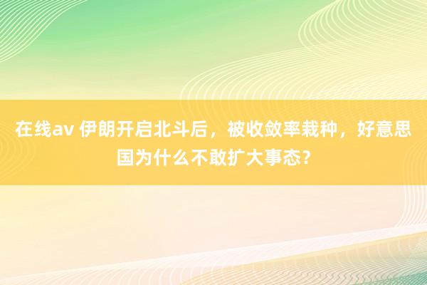 在线av 伊朗开启北斗后，被收敛率栽种，好意思国为什么不敢扩大事态？