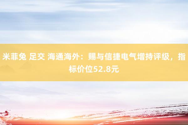 米菲兔 足交 海通海外：赐与信捷电气增持评级，指标价位52.8元