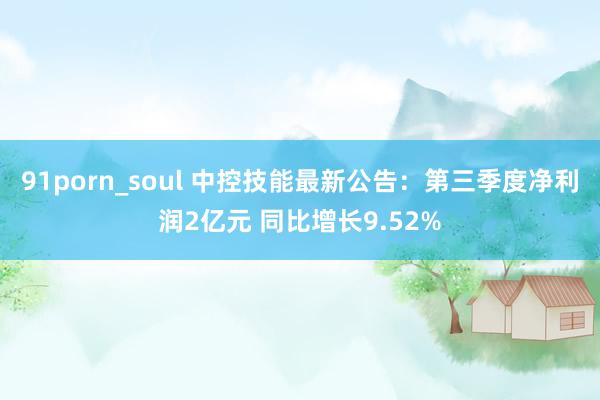 91porn_soul 中控技能最新公告：第三季度净利润2亿元 同比增长9.52%