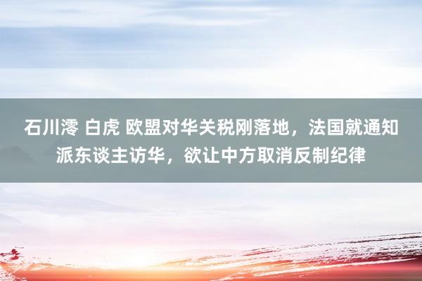 石川澪 白虎 欧盟对华关税刚落地，法国就通知派东谈主访华，欲让中方取消反制纪律