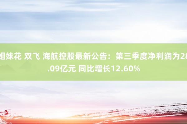 姐妹花 双飞 海航控股最新公告：第三季度净利润为28.09亿元 同比增长12.60%