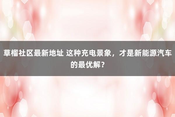 草榴社区最新地址 这种充电景象，才是新能源汽车的最优解？