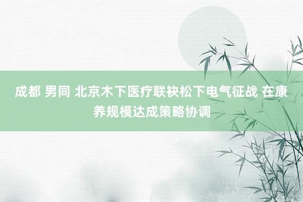 成都 男同 北京木下医疗联袂松下电气征战 在康养规模达成策略协调