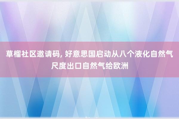 草榴社区邀请码， 好意思国启动从八个液化自然气尺度出口自然气给欧洲