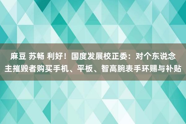 麻豆 苏畅 利好！国度发展校正委：对个东说念主摧毁者购买手机、平板、智高腕表手环赐与补贴