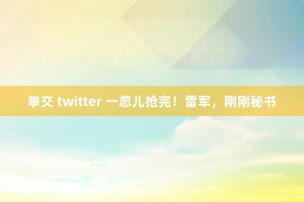 拳交 twitter 一忽儿抢完！雷军，刚刚秘书