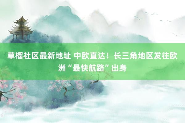 草榴社区最新地址 中欧直达！长三角地区发往欧洲“最快航路”出身