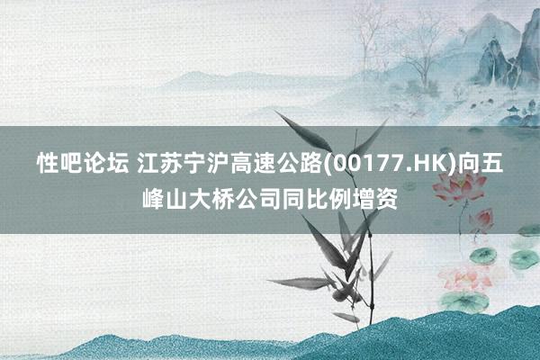 性吧论坛 江苏宁沪高速公路(00177.HK)向五峰山大桥公司同比例增资