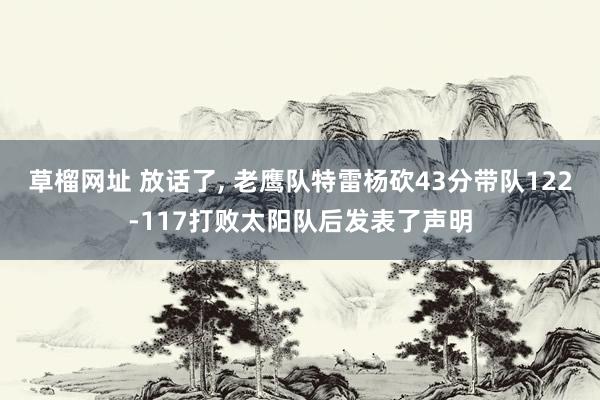 草榴网址 放话了， 老鹰队特雷杨砍43分带队122-117打败太阳队后发表了声明