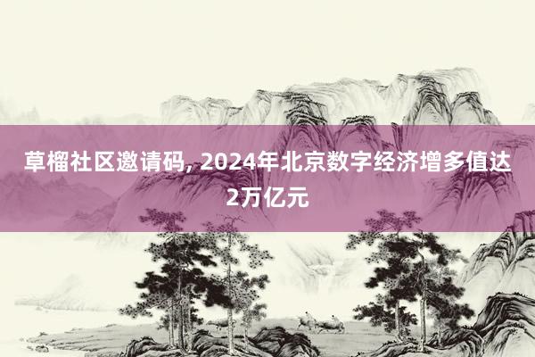 草榴社区邀请码， 2024年北京数字经济增多值达2万亿元